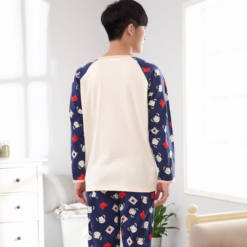 2019 Новая Осенняя мужская пижама одежда для сна с длинными рукавами рисунком 5078|male