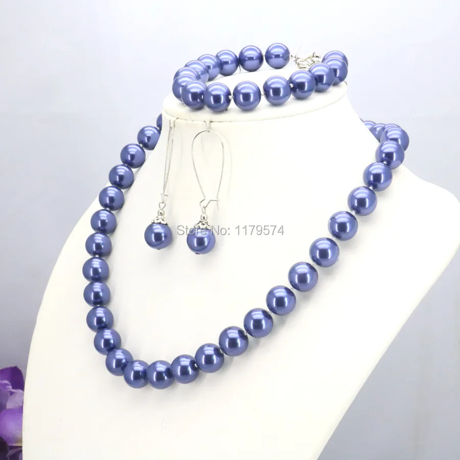 10 мм украшения светло-голубые стеклянные жемчужные бусины ожерелье браслет