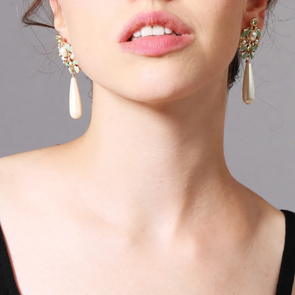 Creative Small Fresh Geometric Drop Peal Gem Crystal Earrings Ladie Jewelry Gift | Украшения и аксессуары
