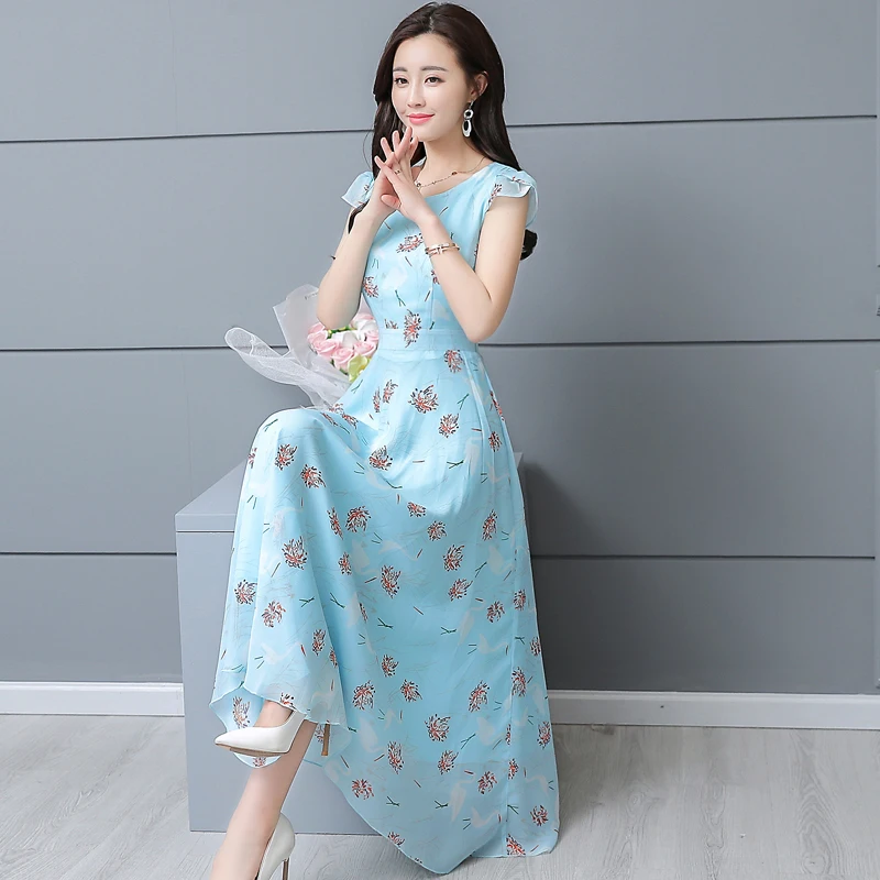 Новинка Женские летние сандалии Милое детское платье Цветочный принт шифоновое