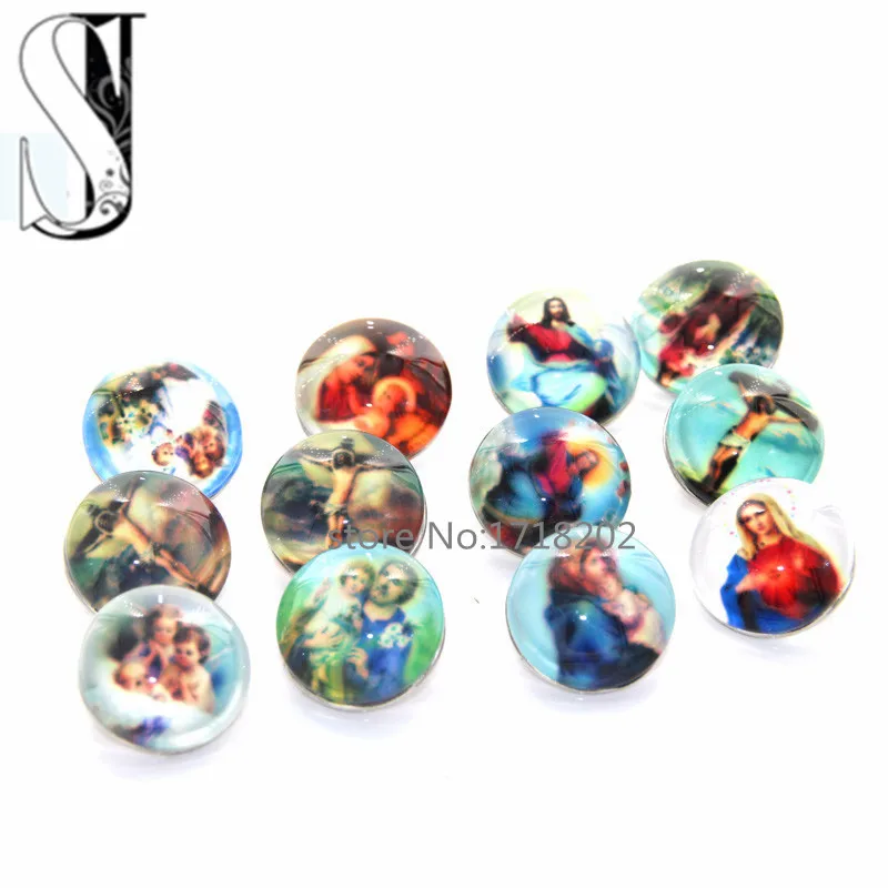 Смешанные круглые кнопки с узором Иисуса пресс подходит DIY обхват ювелирные