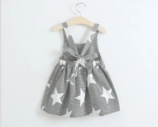 Fashion Summer European style Baby Girl Dress Cotton Backless Star Print Princess 2017 Good Quality | Детская одежда и обувь