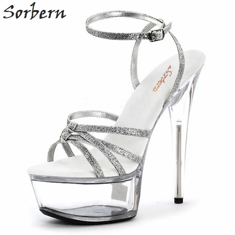 

Sorbern Silver Glitter Women Sandal Spike High Heels Summer Shoes Platform Heels Womens Platform Heel Sandals Women Luxury
