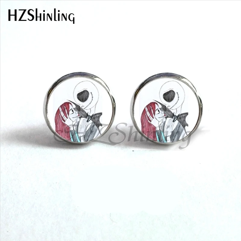 ED-0046, Новое поступление, серьги-гвоздики Jack Skellington and Sally, Кошмар перед Рождеством, серьги для девушек, серьги-бойфренды - Окраска металла: 7