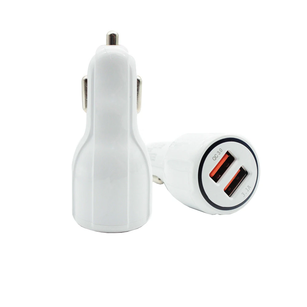 Автомобильное зарядное устройство TORTOYO QC3.0 с двумя портами USB, 2 порта, 5 В, 3,1 А, быстрая зарядка, Автоматическая быстрая зарядка, Зарядка телефона для iPhone, samsung, huawei, Xiaomi