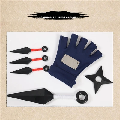Accessories A Аниме Наруто Какаши Косплей Аксессуары перчатки+ Коноха Повязка на голову+ метательные Дартс+ кунай костюм дети для взрослых, металлическая игрушка в доспехах оружие Новинка - Цвет: Accessories A