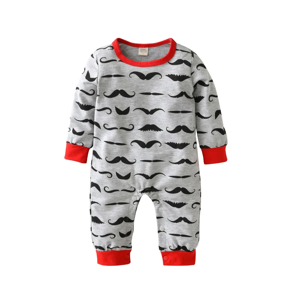 Комбинезоны с принтом усов для новорожденных мальчиков Детские комбинезоны