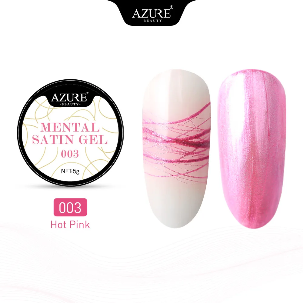 Azure beauty, гель-паук, металлический сатиновый гель, 6 цветов, металлическая желтая краска, шнурок для ногтей, УФ Led, впитывается, УФ-гель для ногтей - Цвет: 003