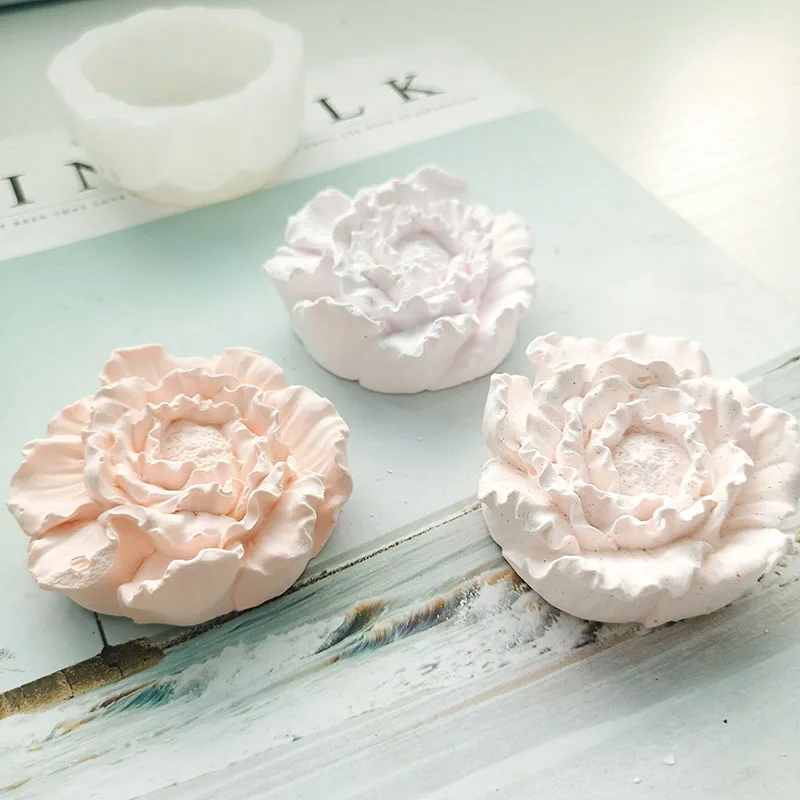 3D Пион цветок силиконовая формочка в виде цветов DIY ароматический гипсовый глиняный формочки для украшения автомобиля гипсовая форма для рукоделия