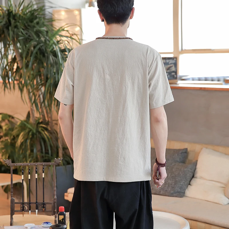 Sinicism магазин мужские летние однотонные карманные Рубашки льняные 2019 s Slim Fit