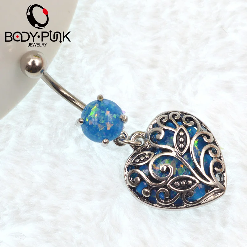 Кольцо для пирсинга тела из нержавеющей стали с голубым опалом|body piercing jewelry|piercing