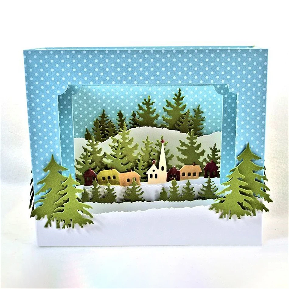 DiyArts рождественские церковные матрицы городской сцены металлические штампы для
