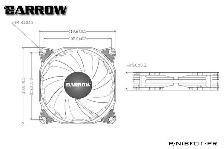 Курган BF01-PR RGB Aura PWM вентилятор радиатора, чехол для компьютера вентилятор, радиатор слива воды бесшумный 120*120*25 курган водяного охлаждения