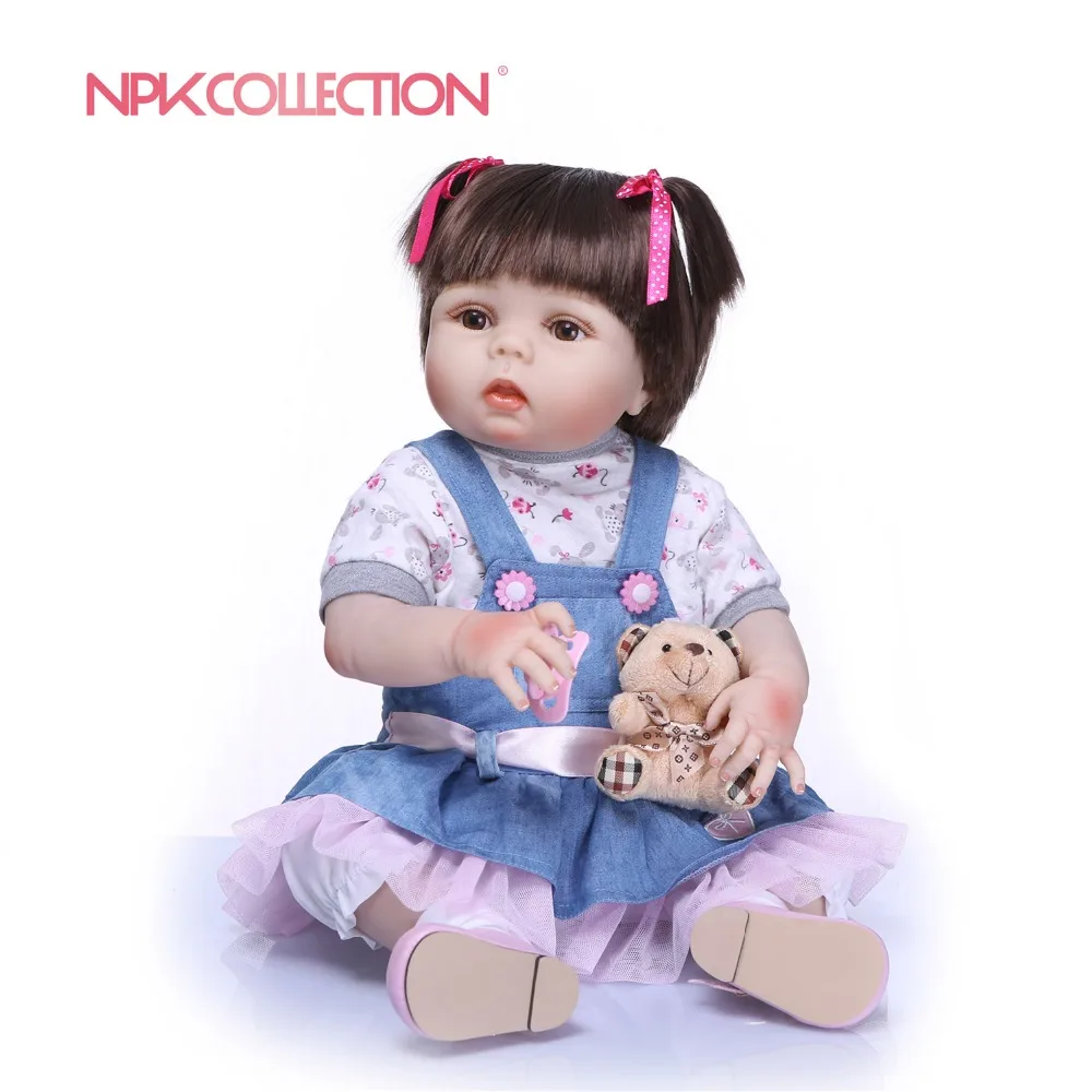 NPKCOLLECTION новая Реалистичная силиконовая кукла для новорожденных девочек 56