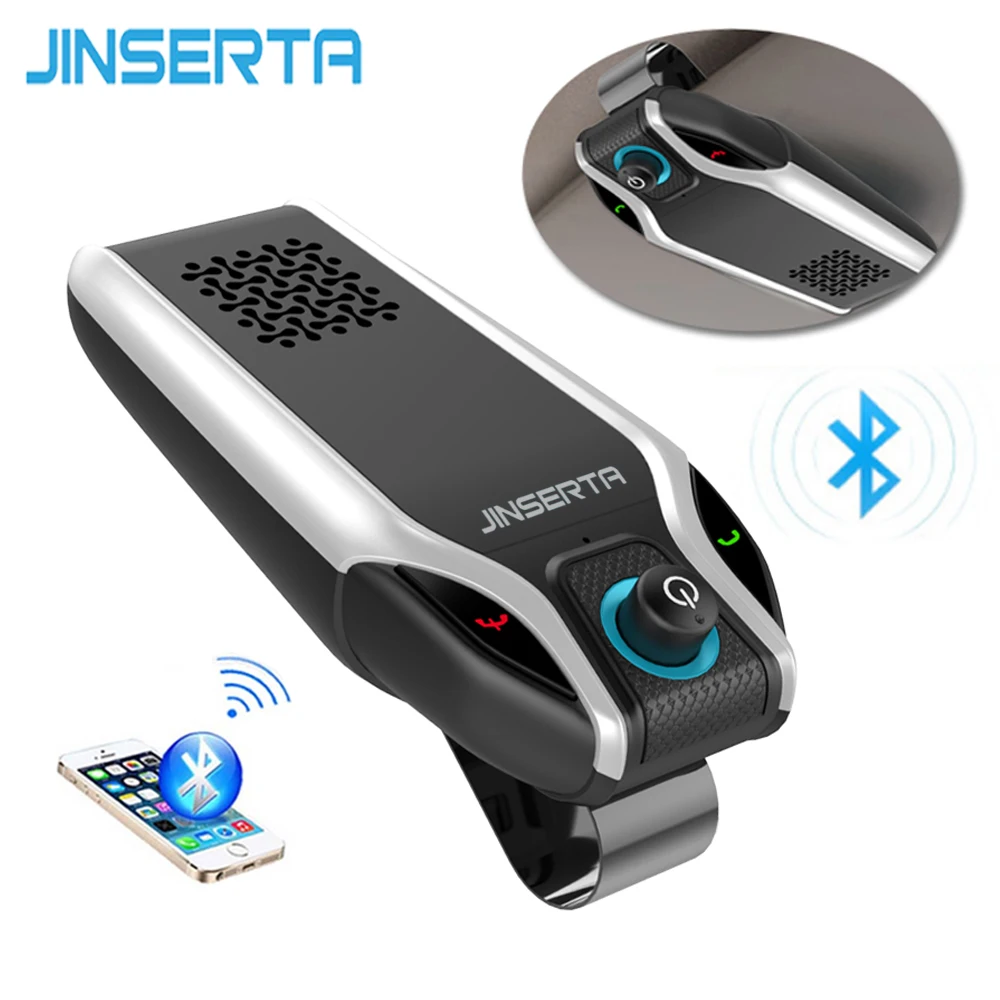 JINSERTA Bluetooth гарнитура для автомобиля беспроводной Bluetooth динамик телефон MP3 музыкальный плеер Солнцезащитный козырек клип динамик телефон