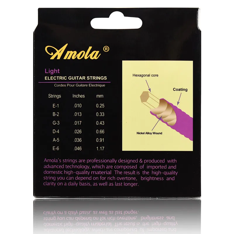 Струны для электрогитары Amola ET100. 010-. 046 музыкальные инструменты из никелевого