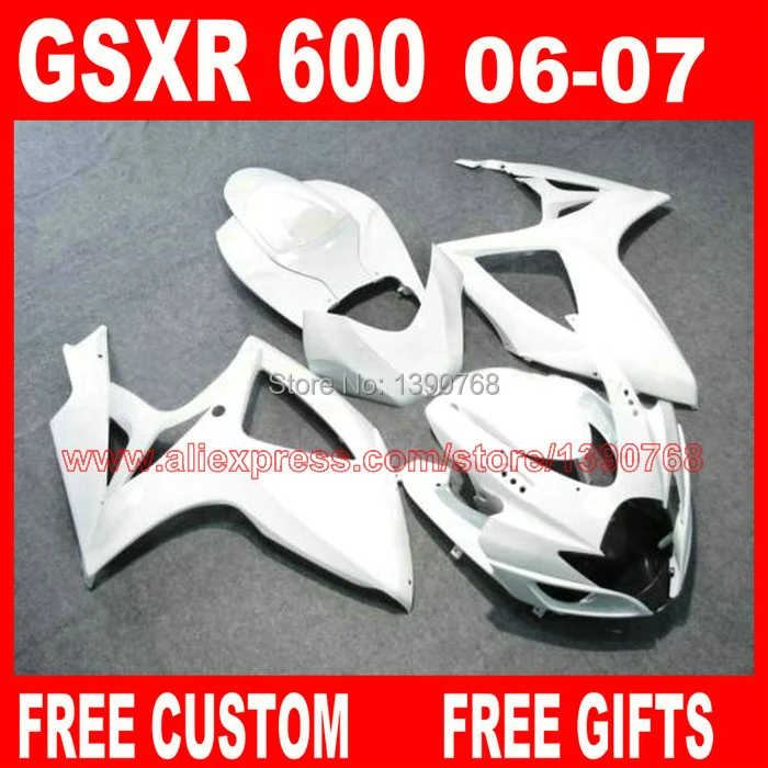 

Fairing kit for SUZUKI K6 GSX-R 600/750 06 07 all white custom fairings set gsx-r600 2006 GSX-R750 2007 HV61