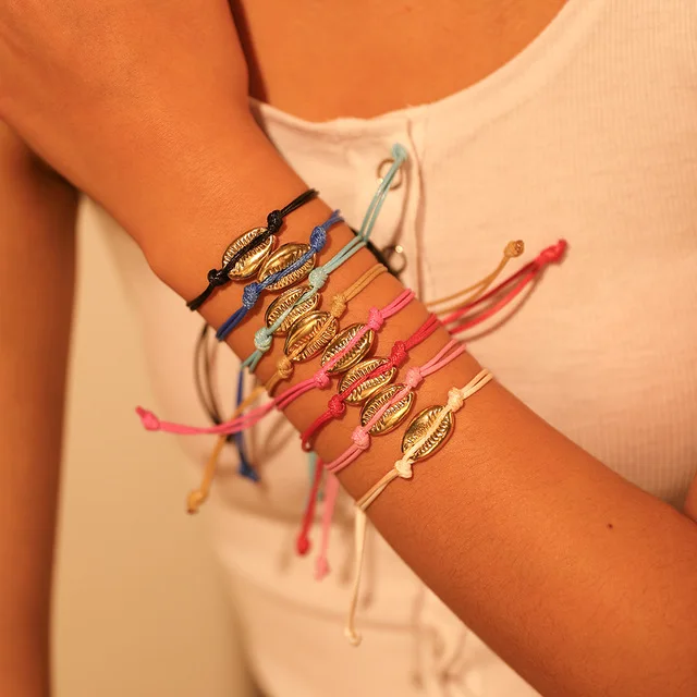 1 шт. каури женский браслет регулируемый бохо макраме дружба настоящая Морская