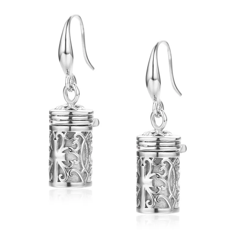 White Earrings Выдалбливают Filligree крест флакон духов эфирное масло подвески-диффузоры ожерелье для женщин девушек Pingente Золото Цвет ювелирные изделия - Окраска металла: White Earrings