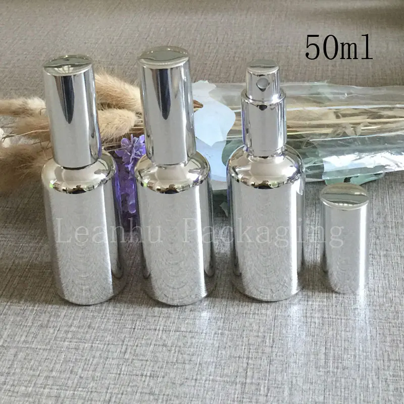 wholesale, 50ml silver color Fine mist spray bottle , perfume bottles of imported pure silver gel , lotion bottle