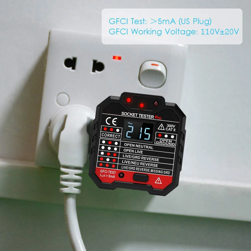 Voltage Tester Non-Contact with LED Flashlight+ GFCI Outlet Tester Power Socket Tester(Voltage Teser+ Outlet Tester
