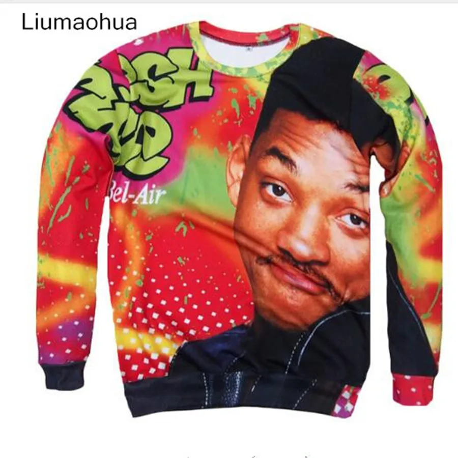Liumaohua 3D Модный Свежий принц Рождественский свитер с круглым вырезом Will Smith