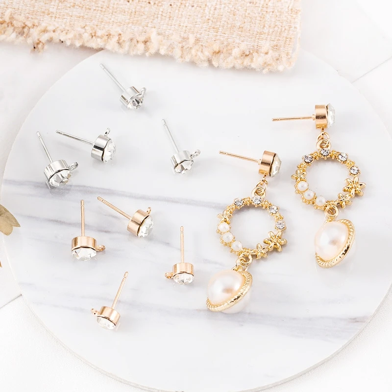 10 шт. Стразы серьги гвоздики золотого цвета аксессуары для изготовления сережек