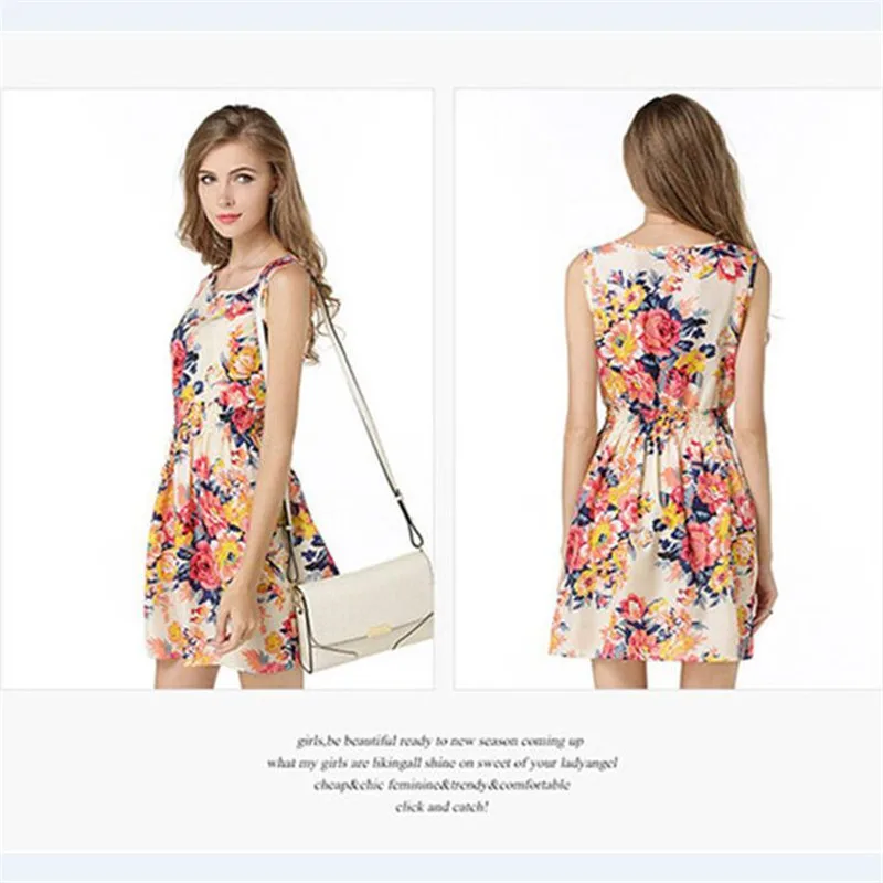 Женское мини платье с круглым вырезом короткое ТРАПЕЦИЕВИДНОЕ без рукавов