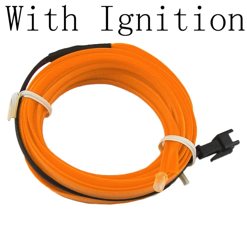 Orange With Ignition 1 м 12 В светодиодный автомобильный светильник, гибкая Автомобильная внутренняя декоративная атмосферная Проводная полоса, холодный светодиодный светильник, подходит для всех автомобилей постоянного тока 12 В - Испускаемый цвет: Orange With Ignition