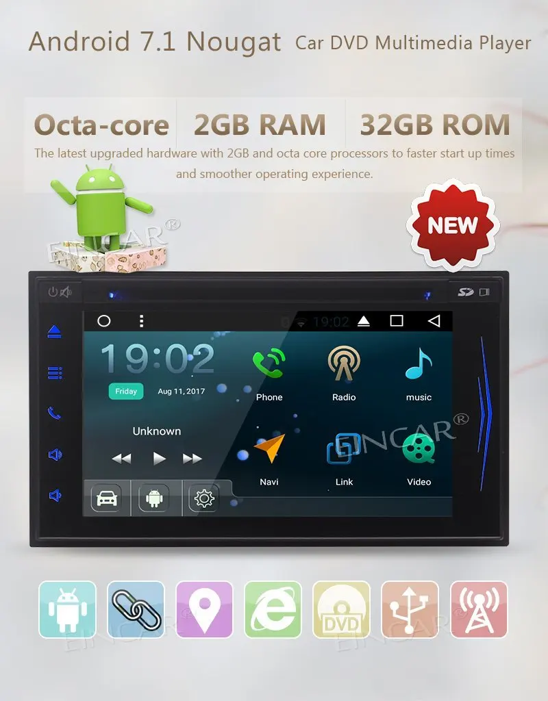 Eincar задняя Камера + Android 7 1 Авто Octa-Core двойной din головного устройства