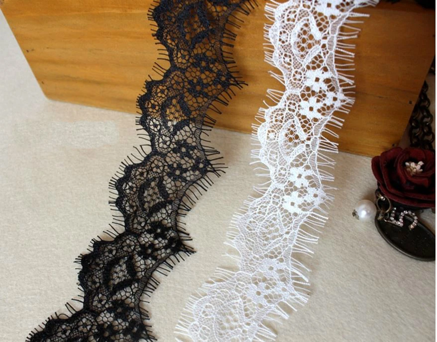 6 meters /lot 4cm wide Black and white eyelash lace DIY Handmade fabric Lingerie clothing Bride's wedding dress | Дом и сад