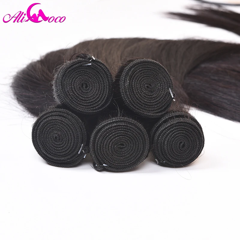 Али Коко 30 дюймов 32 34 36 38 пучки человеческих волос с HD прозрачной застежкой