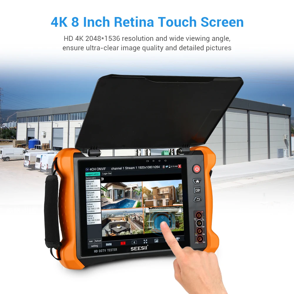 8 дюймов H.265 4 к HD IP CCTV тестер монитор CVBS AHD CVI TVI SDI камера 8MP мультиметр Оптическое волокно VFL TDR wifi ONVIF HDMI вход