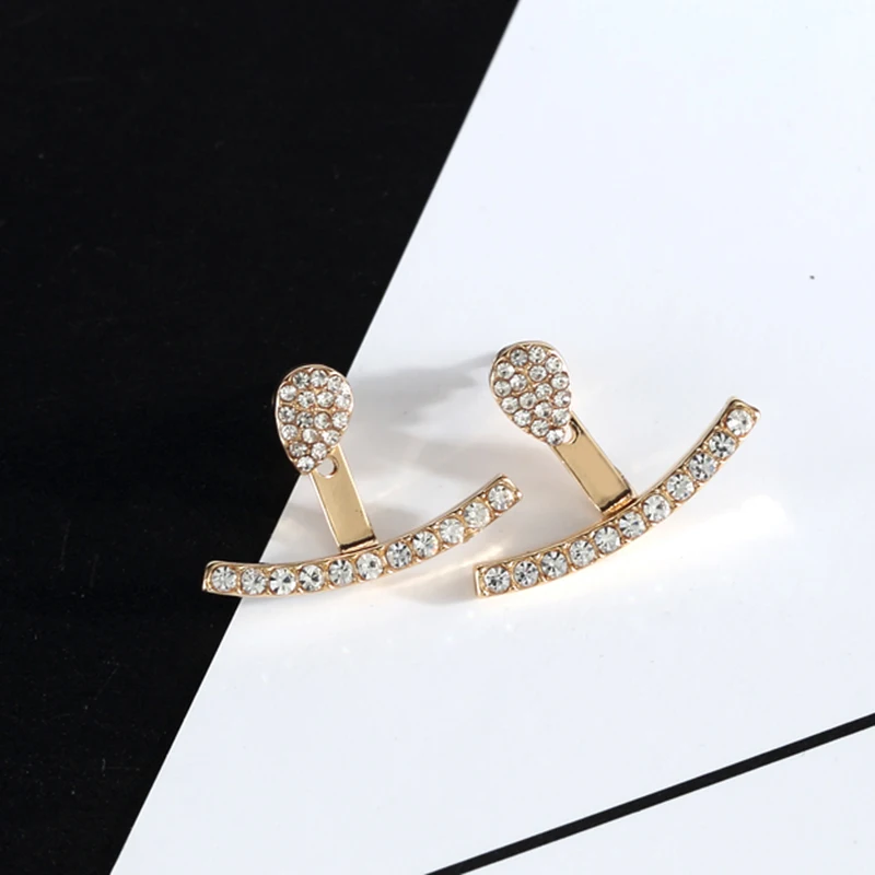 Женские Двухсторонние серьги-каффы золотистые серьги в форме сердца с цирконом