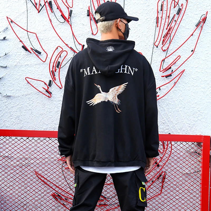 Japanese Street Cotton Oversize Letters Embroidery Sweatshirts Hip-hop Style Swag Tyga Hoodie Autumn Winter Hoodies US Size S-XL |