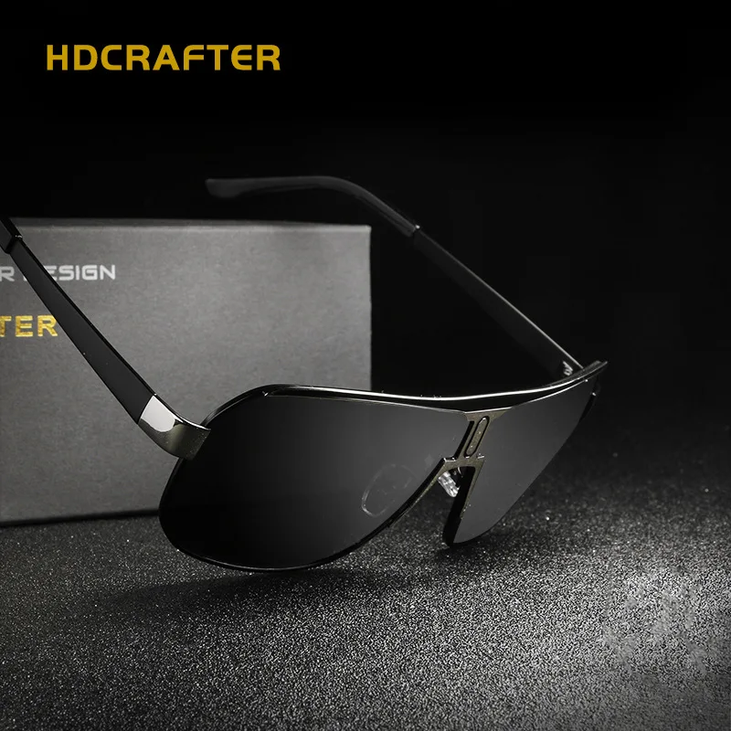HDCRAFTER, мужские ретро поляризованные солнцезащитные очки, Ovesized, роскошные, брендовые, дизайнерские, с зеркальным покрытием, солнцезащитные очки для мужчин