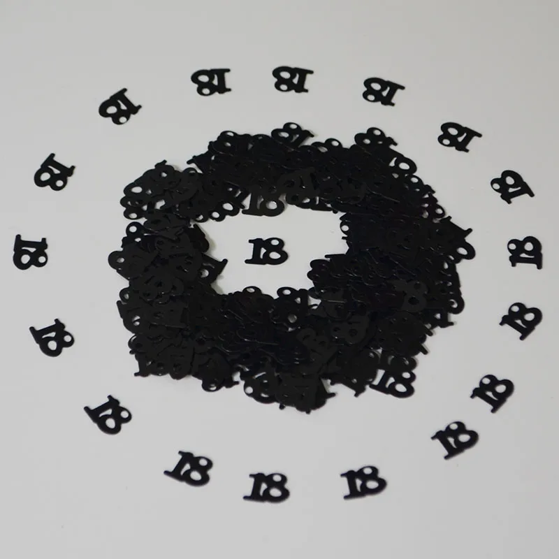 18 Black 150g черный, серебристый цвет номер Digitals 13, 16, 18, 20, 21 30 40 50 60 70 80 Happy День рождения Разбрасыватели конфетти для стола Конфетти украшения - Цвет: 18 Black