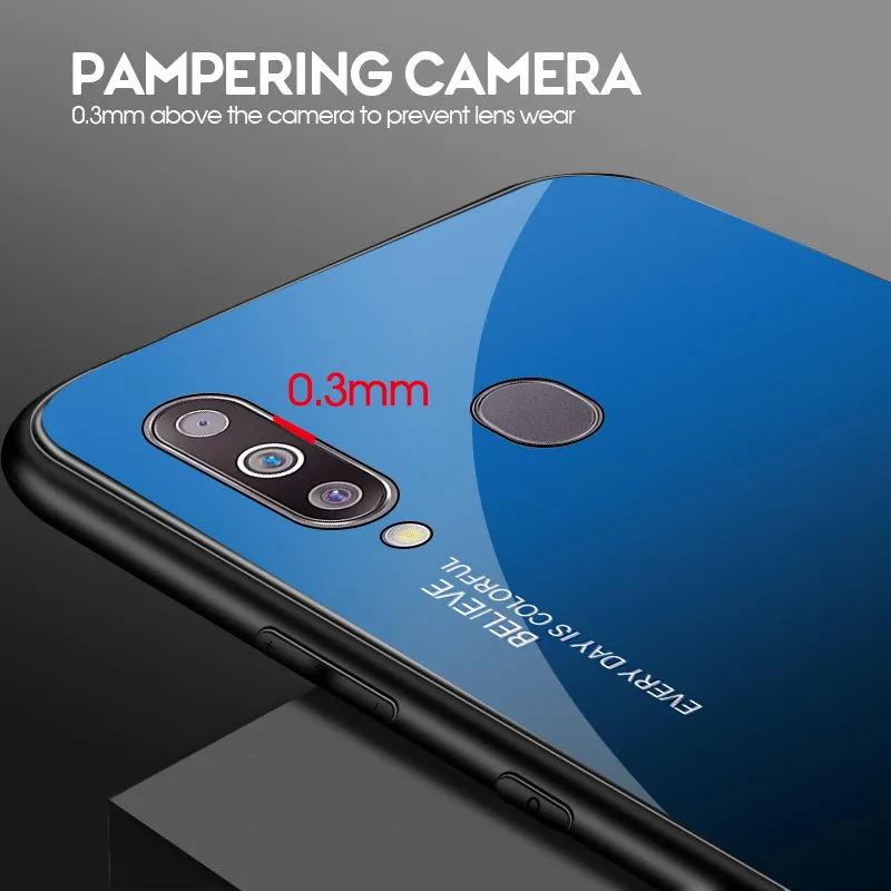 Градиентное закаленное стекло модное + силикон для Samsung Galaxy M30 M 30 M305 M305f 2019 чехол