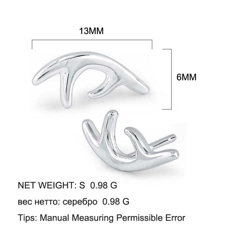 Женские серьги гвоздики ROCKART из чистого серебра Милые простые романтические