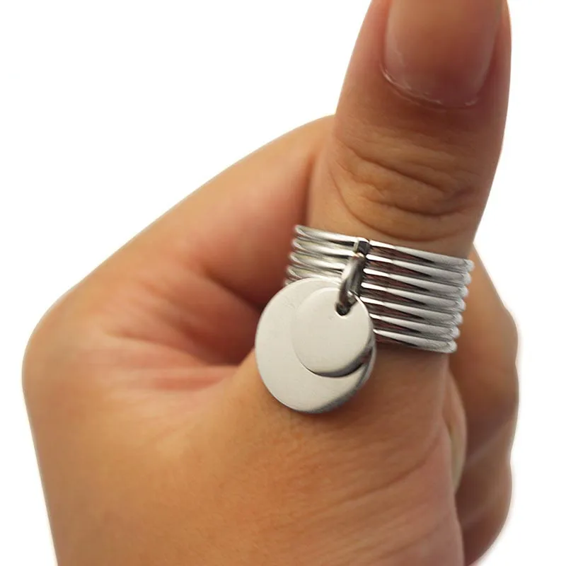 like picture Женские Модные ювелирные изделия, персонализированные вечерние кольца с пустыми бирками, Серебряное женское круглое кольцо с подвеской на палец, Размер 7, 8, 9, 10, 6, 11 - Цвет основного камня: like picture