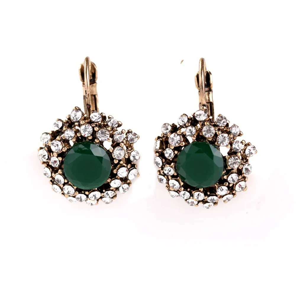Брендовые новые зеленые и красные висячие серьги CRLEY Стразы для женщин круглые