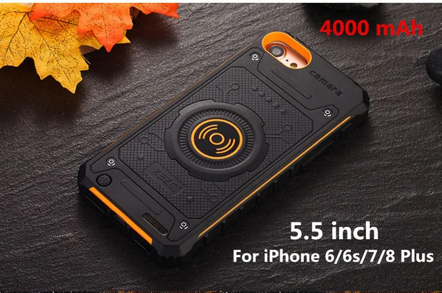 Беспроводной зарядный внешний аккумулятор для iPhone 6, 6s, 7, 8 Plus, беспроводное зарядное устройство для телефона, чехол для аккумулятора для iPhone 6, 7, 8, зарядный чехол для телефона - Цвет: orange for iphone 8p