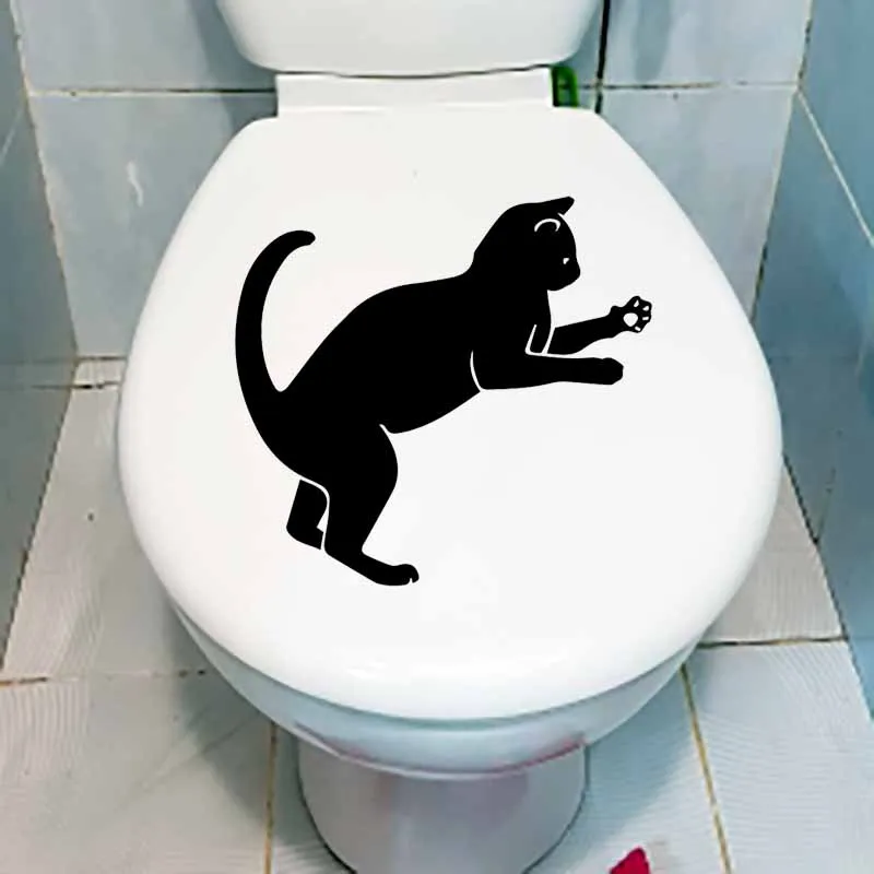 YOJA 23.2X21.7CM Pet Kitten Wall Decal Kids Room Decor Art Cute Cat Toilet Sticker T5-0242 | Дом и сад