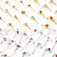 wholesale lots job 20pcs crystal rhinestone gold color women ring engagement wedding party gift fashion jewelry free