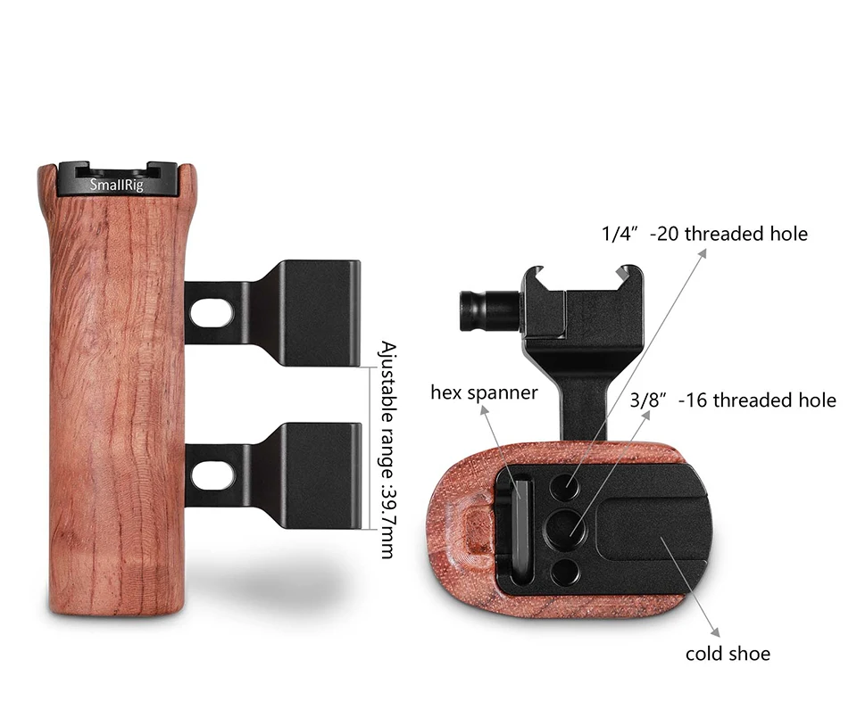 SmallRig QR Quick Release камера Видео Ручка Стабилизатор Универсальный деревянный Nato Боковая ручка с холодным башмаком крепление 2187