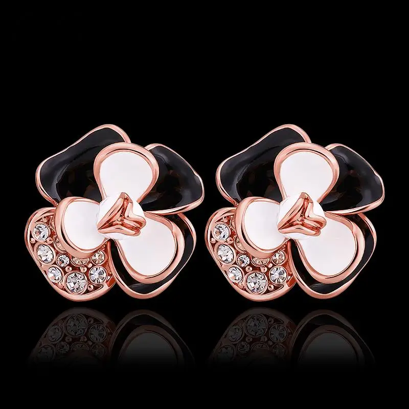 Fashion Jewelry 18K Gold Plated Earrings Austrian Crystal Flower Engagement For Women E939 | Украшения и аксессуары