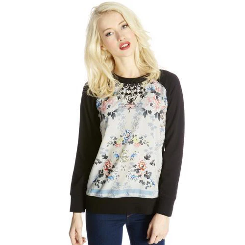 Summer Spring 2015 New Fashion Women's Sweatshirt Casual Long Sleeve Floral Printed Patchwork Pullovers Loose Blouses in Stock | Женская