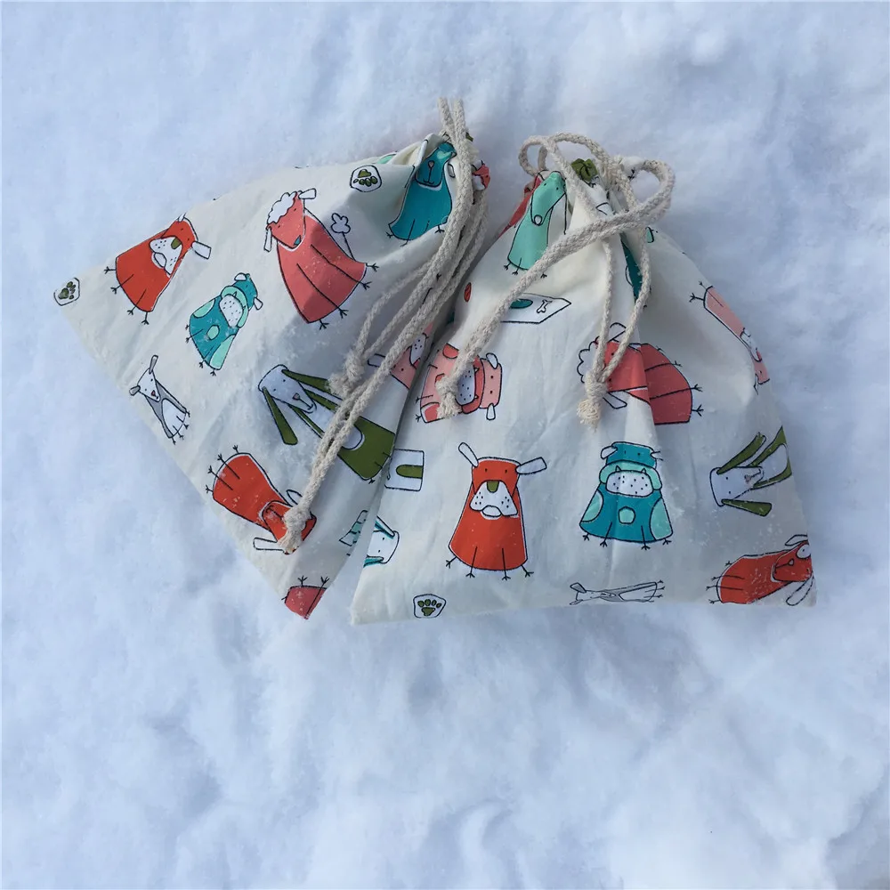 YILE 1pc Cotton Drawstring Pouch Party Favor Multi-purpose Bag Cartoon Animal White 8129b | Багаж и сумки