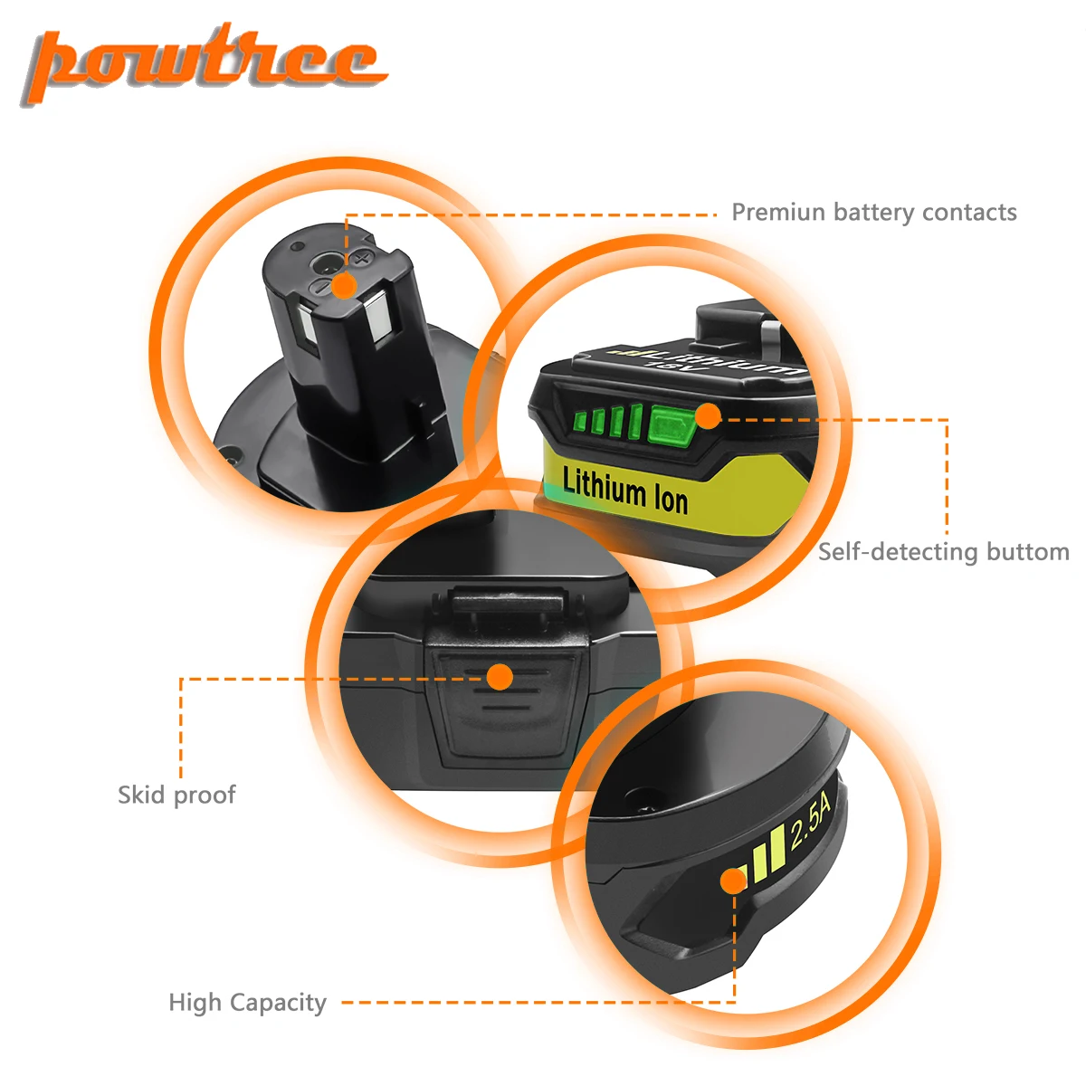 Аккумуляторная батарея Powtree P107 18 в 2500 мАч для Ryobi P104 P105 P102 P103 литий ионный