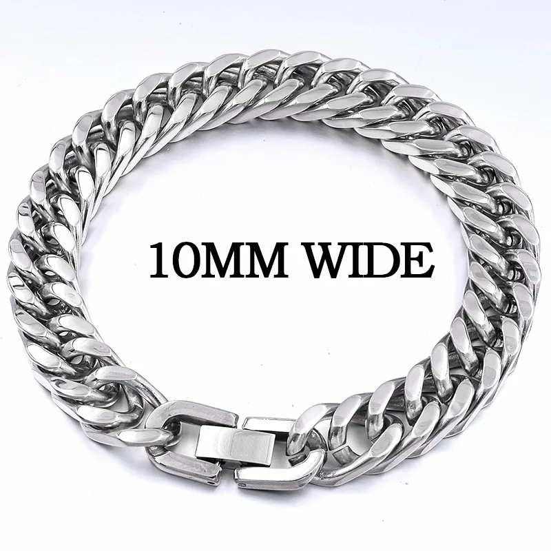 10MM WIDE Moorvan Рождественский подарок мужской браслет из нержавеющей стали модный стиль, 21 см 10 мм браслет для мальчиков и женщин - Окраска металла: 10MM WIDE